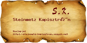 Steinmetz Kapisztrán névjegykártya